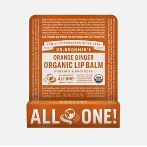 New! Dr. Bronner's Organic Lip Balm Orange Ginger 4g - Organic!